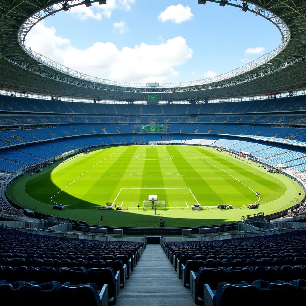 Estadio con medidas de seguridad implementadas